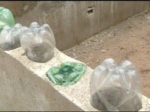 Mais de duas mil garrafas já foram usadas na construção (Foto: Reprodução/TV Anhanguera)