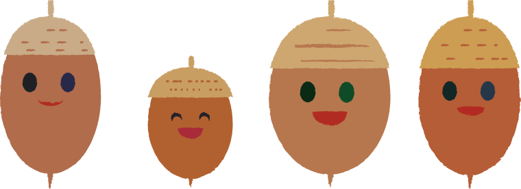 どんぐりイラスト ライン フレーム素材 コロコロ団栗キャラクター 可愛い無料イラスト素材集