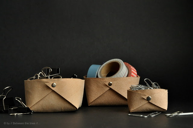 Folded leather basket :: a minimalistic DIY