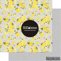 Лист скрапбумаги SODAlicious - Flower Power - hounstooth yellow mellow, двусторонний, 30х30 см - ScrapUA.com