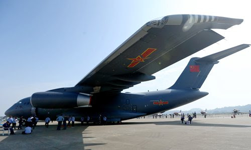 China's new-generation military transport aircraft, the Y-20, sits on the tarmac in preparation for the China International Aviation & Aerospace Exhibition 2016, which opens Tuesday in Zhuhai, Guangdong Province. Photo: Cui Meng/GT