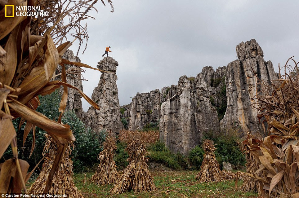 All work and no play...: Those pictured have devoted their careers to exploring and mapping the hostile cave landscape down below - but do come up for air occasionally