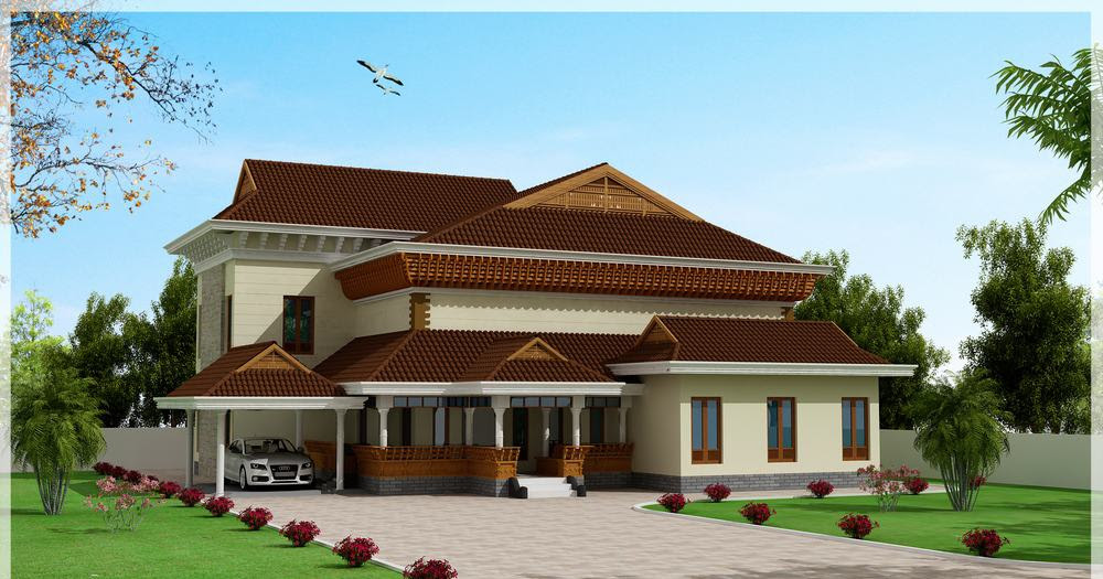 Traditional and Beautiful Kerala House Elevation at 3186 sq.ft