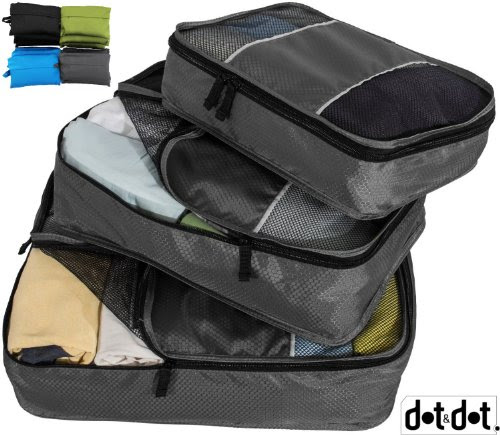 Packing Cubes Luggage Organizer Bags - 3 Pc. Value Set - Small, Medium, Large Backpack, Suitcase Organizer - Mesh Packing Cube System for Clothes, Toiletry, Traveler Accessories Storage - Garment Bag Container Also Fits In Carry On Luggage, Shoulder Bag, Slim Bags - Pack It with Dot&Dot Packing Cubes - Make Packing Quick, Easy and Fun! (Gray) price