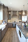 Grey Stained Cabinets In Kitchen