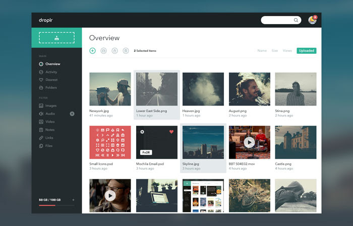 Droplr Dashboard UI Design