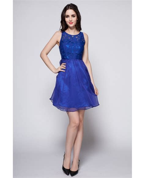 2016 Summer Blue Lace Top Short Dress #DK259 $52.7   GemGrace.com