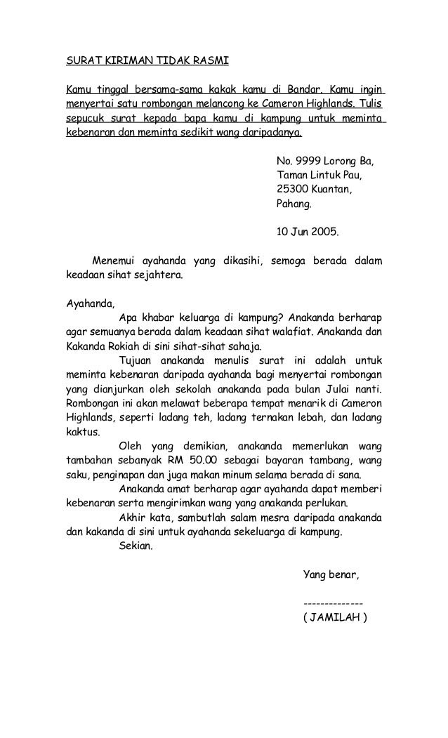Jenis jenis contoh surat kiriman