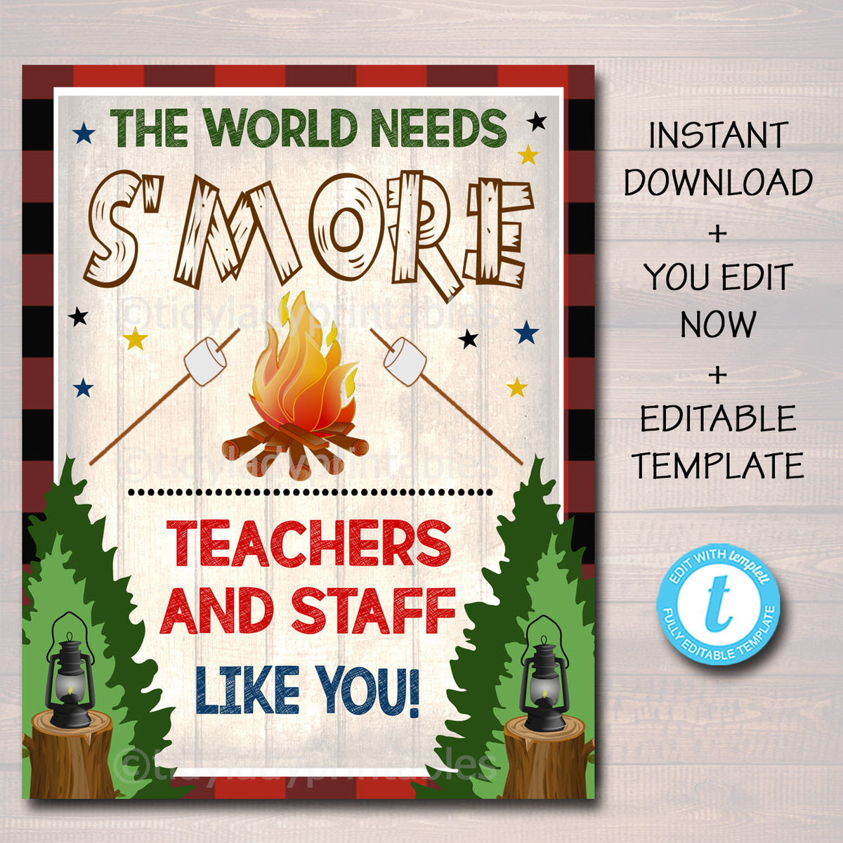 Camp Theme S'more Teachers Appreciation Week Printable Sign – TidyLady ...