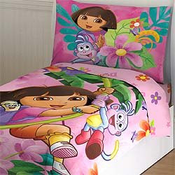 Christmas Dora the Explorer and Boots 4pc Toddler Bedding Set New Deals