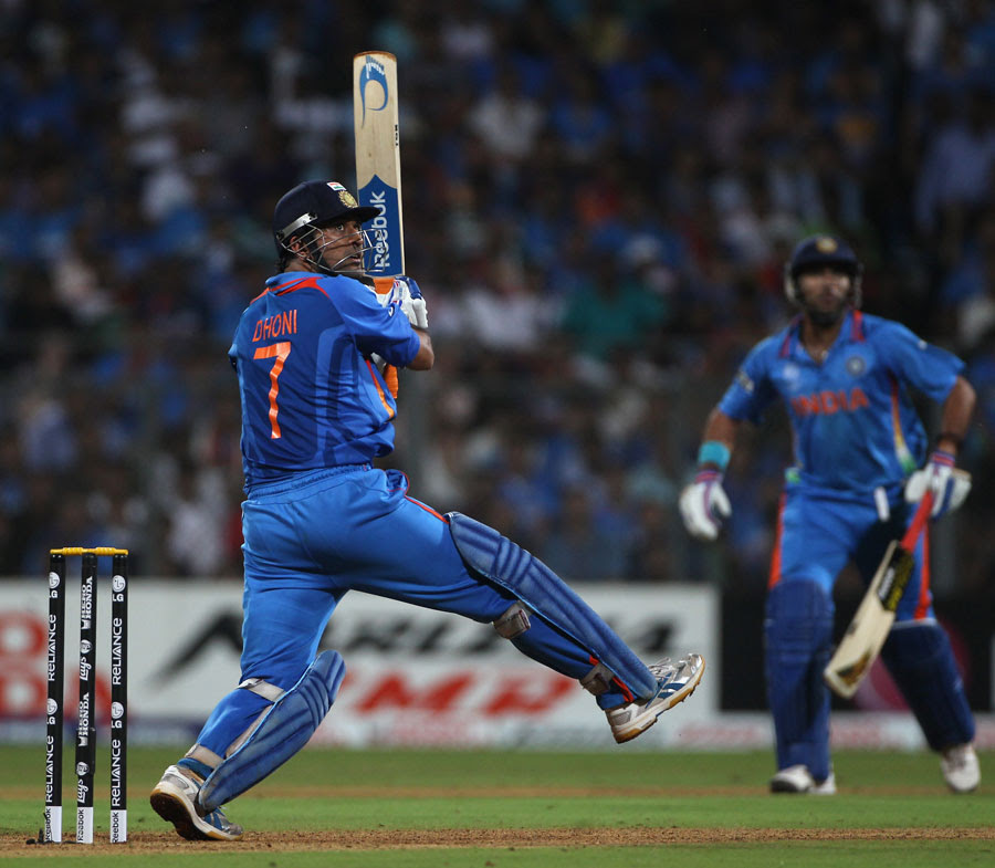 MS Dhoni cracks one over the off side