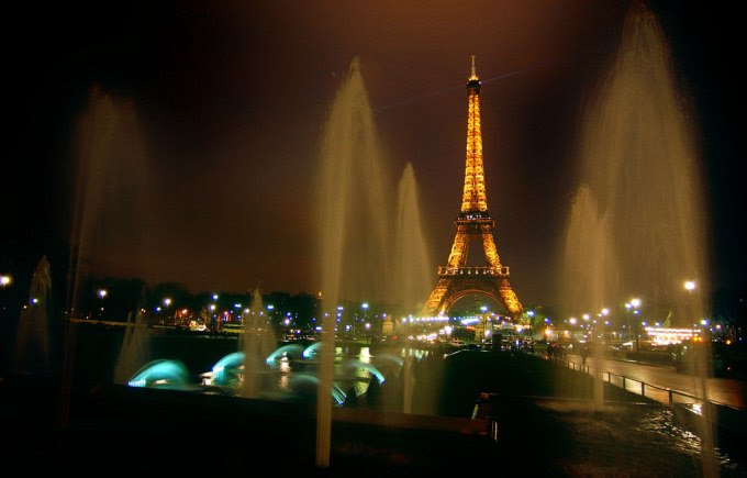 eiffel tower, paris, night
