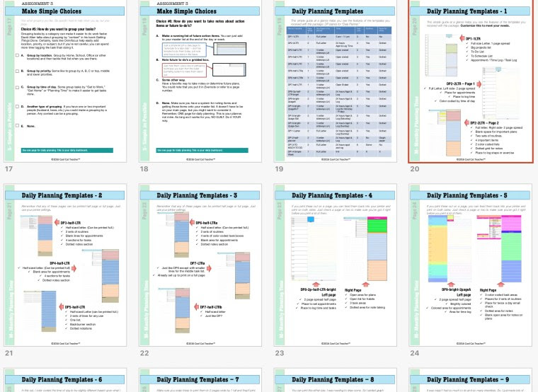 Activities, templates and simple tips to get your planning system working for you. 