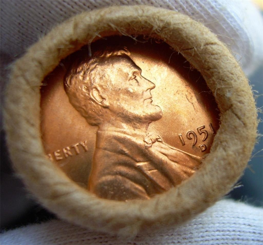 1951-D LINCOLN WHEAT CENTS~GEM BU 25c RED CENT ROLL *NR | eBay