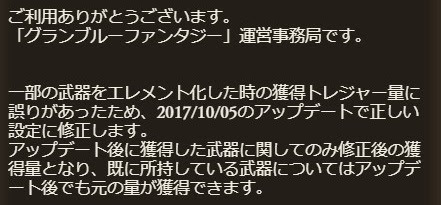 グラブル 一部武器のエレメント化の素材量修正 雑記詰め合わせ プレイ日記 日々オタ