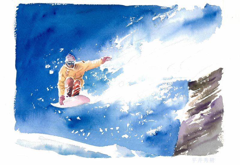 Sw24 スノーボード 手書きイラスト 水彩画
