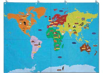 Map Of The World On Clothe World Wall Map  Cloth  90 X 120cm - Maps
