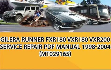 Read gilera runner fxr180 vxr180 vxr200 service repair pdf manual download 1998 2004 Download Now PDF