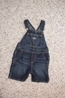 NWT Oshkosh B'Gosh Baby Boys Dark Blue Denim Jean Short Overalls Size 18M or 24M