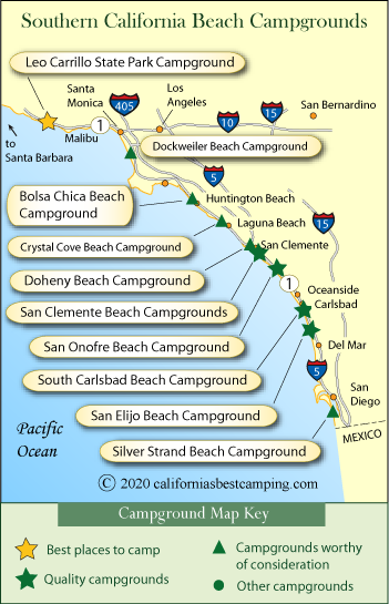 Map Southern California Beaches Southern California Beaches Campground Map