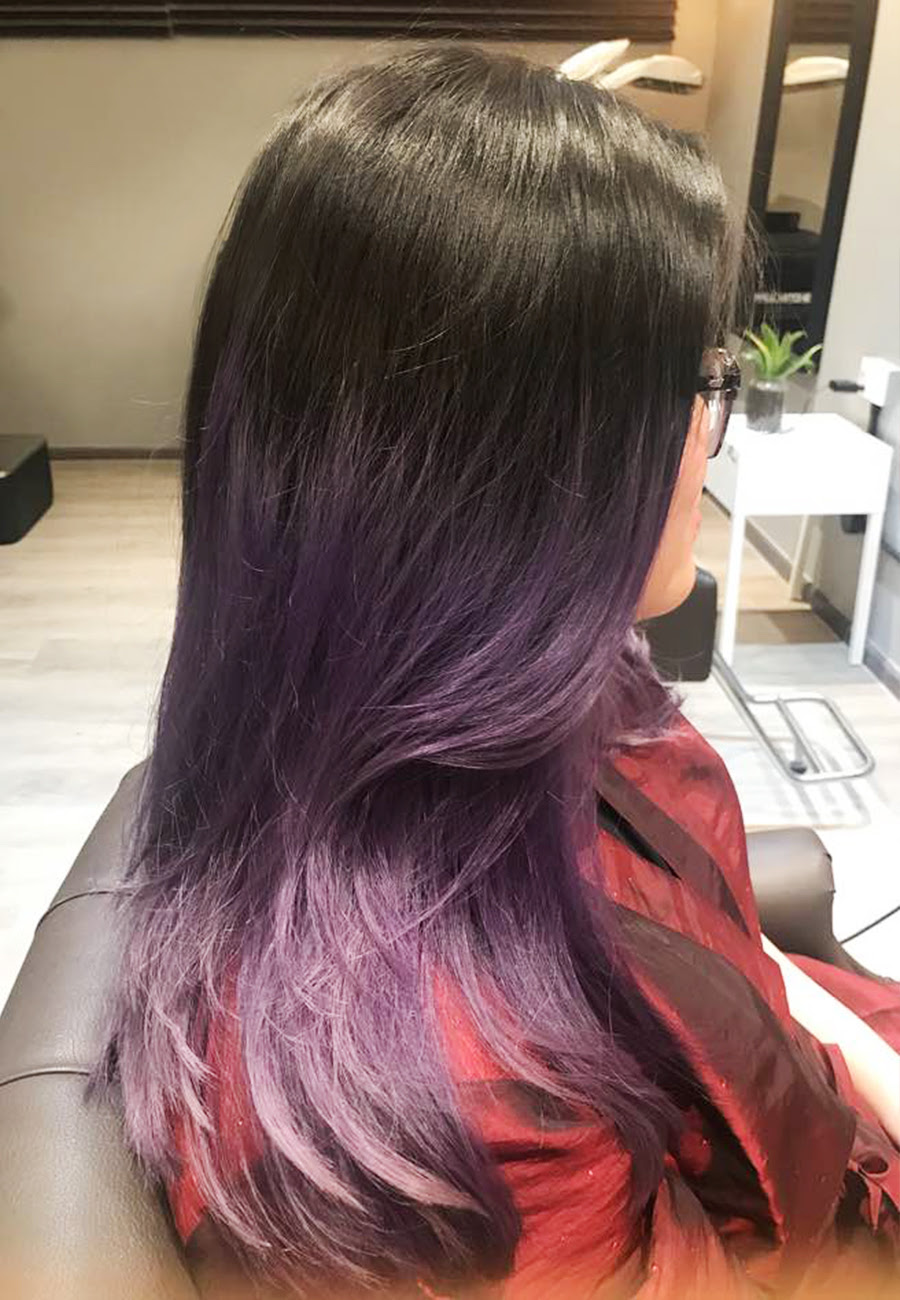 Purple Ombre  Hair  Color The Wiz Korean  Hair  Salon Singapore