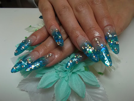 スカルプ 青ラメグラデ ストーンアート Irish Nail アイリッシュネイル Blog