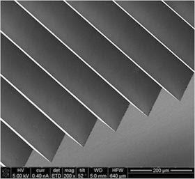 Figure 3. An example of micro-machined v-grooves (Source: Institute of Microelectronics, Agency for Science, Technology, and Research)