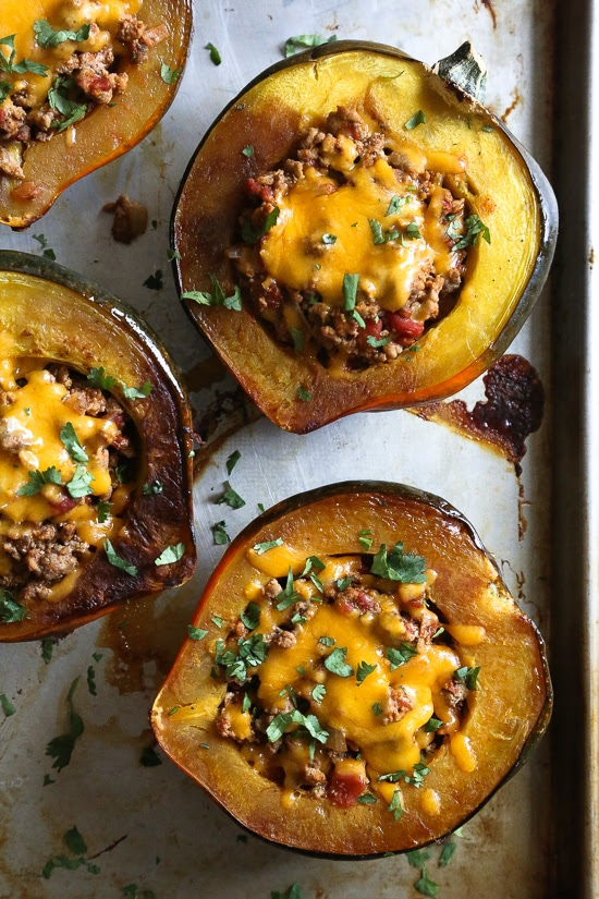 What happens when you stuff an acorn squash with turkey chili? You have an edible bowl that's not just good for you, it tastes great too! 