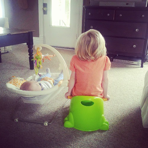 She insists on being right next to him. #pottytraining