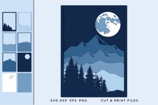 SVG Vector Wall Art 3D, Moon SVG, File for Cricut 3D SVG Cut Files is an awesome source for free SVG files