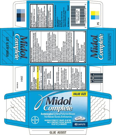 I understand people split up the doses like that due to the side effects like fatigue. Midol Complete (tablet) Bayer HealthCare LLC.