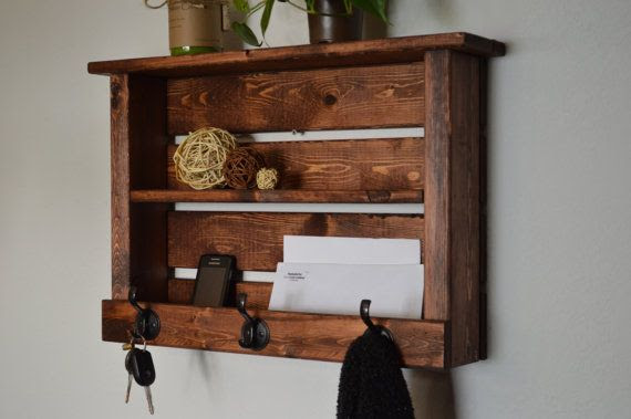 Rustic Wood Entryway Hall Foyer organizer by DansRusticCreations, $80 