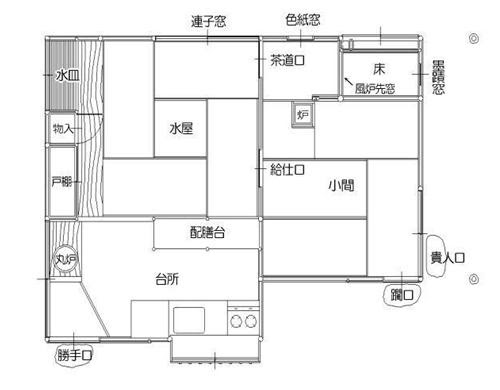 宮城県仙台市の工務店 栗駒建業 施工例 茶室 和楽亭間取り