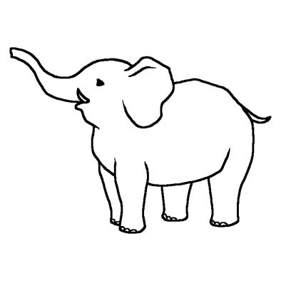 ゾウ 象 2 動物 無料 白黒イラスト素材