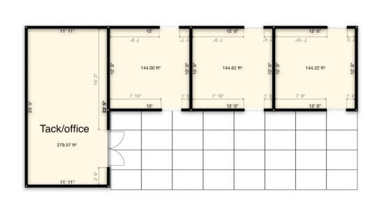 Shed Row Horse Barn Plans by 8\'x10\'x12\'x14\'x16\'x18 
