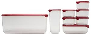 Starmaid Clear Edge Food Storage 16-Piece Container Set, Clear/Red Lid