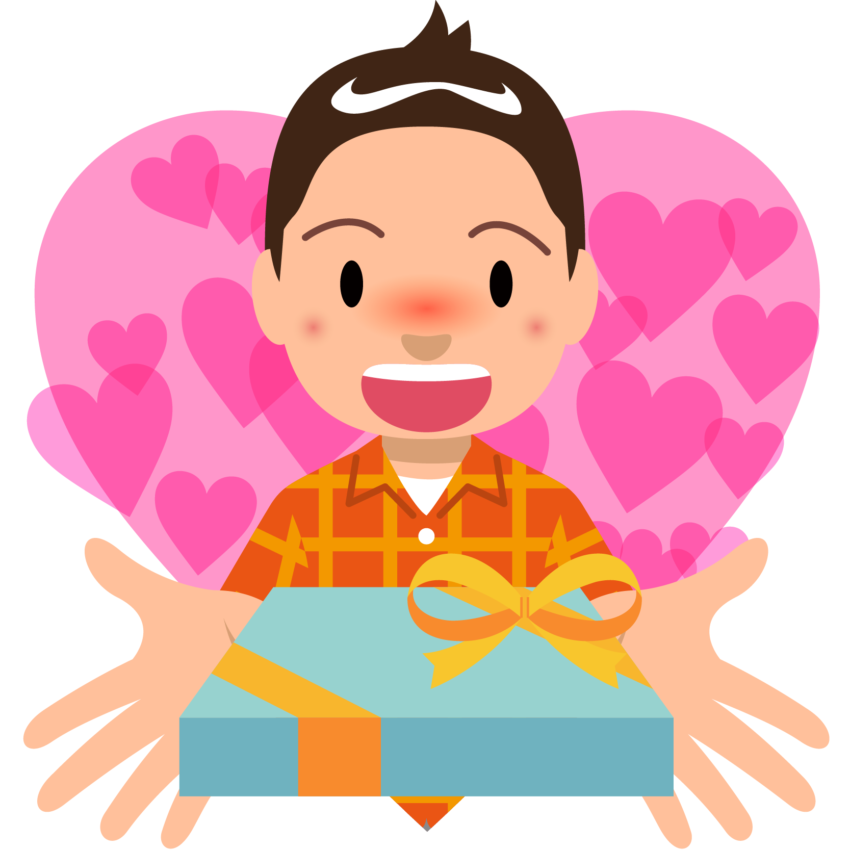 商用フリー 無料イラスト 3月 ホワイトデー 男子男性 プレゼント ハート背景 Whiteday030 商用ok フリー素材集 ナイスなイラスト