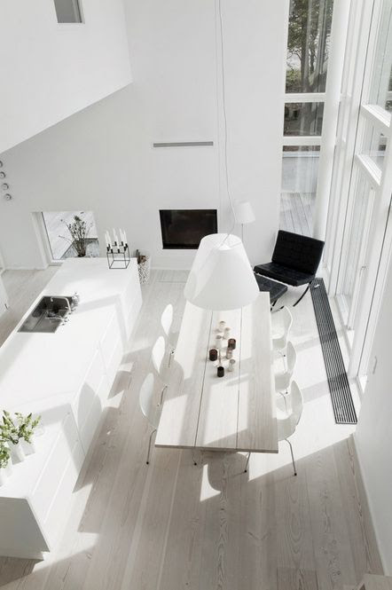 White/grey wood floors, white