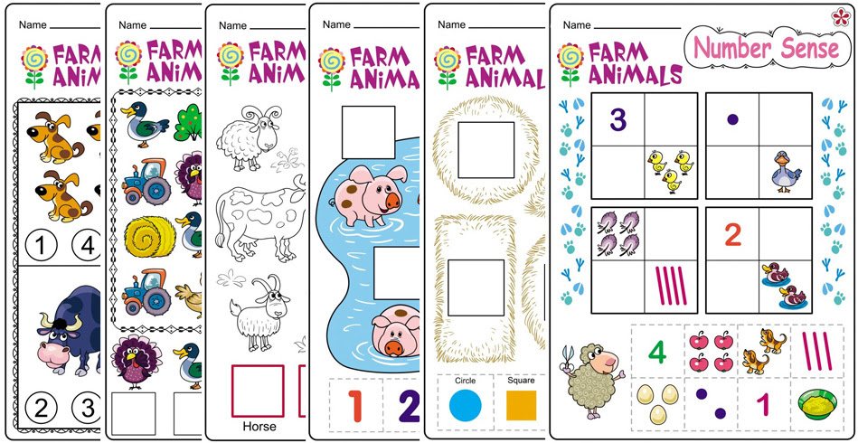 Farm-Themed Math Worksheets for Kindergartners. TeachersMag.com