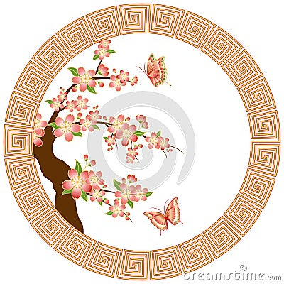 cherry blossom flower background. Oriental flower wallpaper