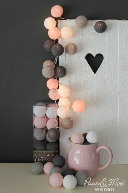 Cotton Ball Lights Pastel Roze/Grijs | Cotton Ball Lights | Puur & Mooi wonen