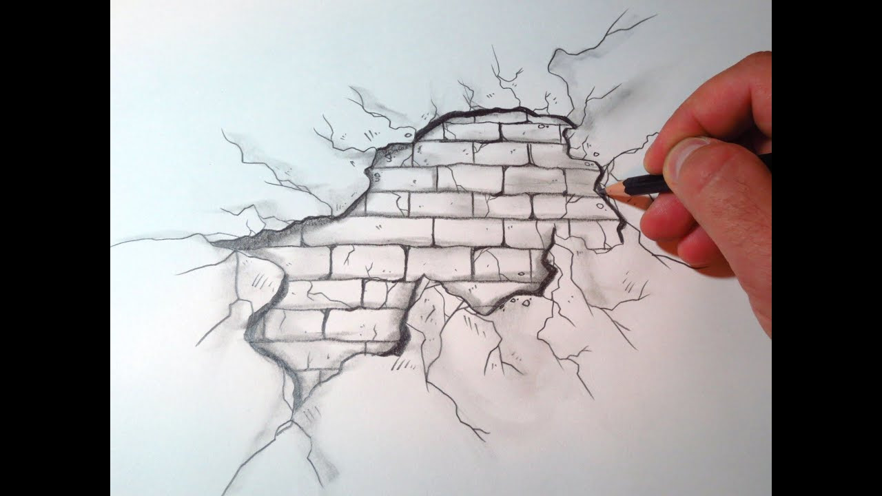 How To Draw A Cracked Brick Wall (The Original) - YouTube