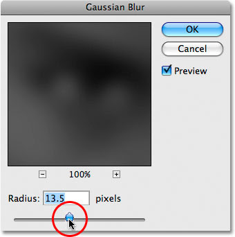 The Gaussian Blur filter in Photoshop. Image © 2009 Photoshop Essentials.com.