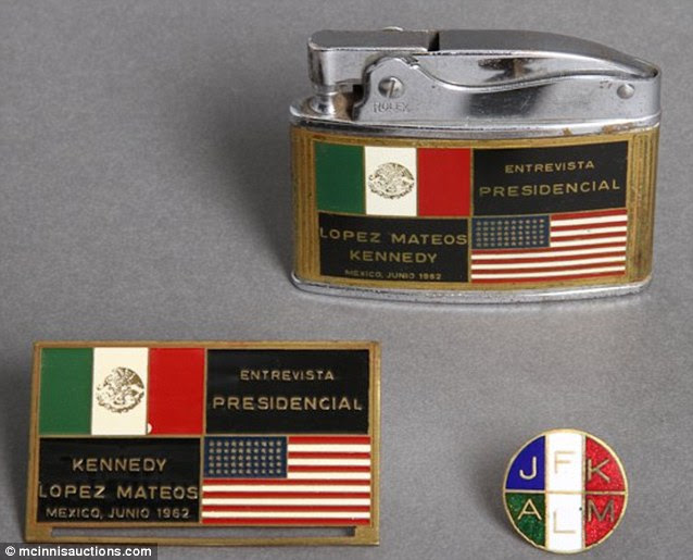 Rare cigarette light from Kennedy's trip to Mexico in June 1962. It is valued at $300.