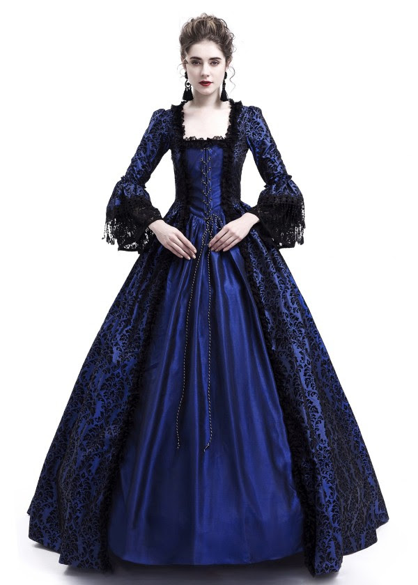 Blue Ball Gown Victorian Costume Dress D3006 D RoseBlooming Blue Ball Gown Victorian Costume Dress D3006 D RoseBlooming