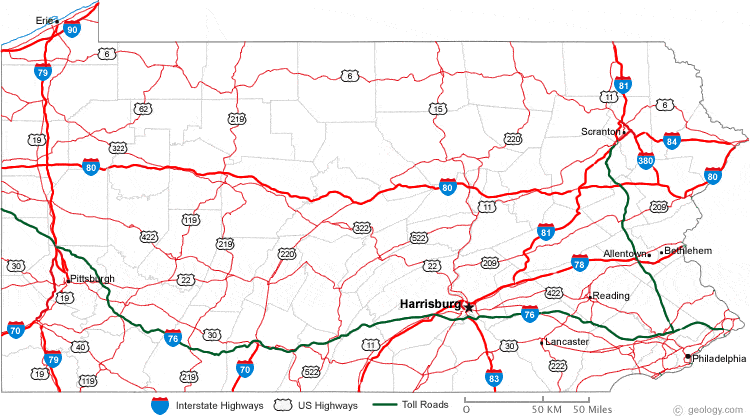 Pennsylvania Road Map Free
