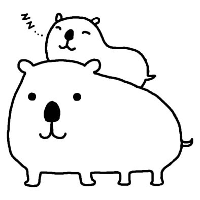カピバラ 動物 無料 白黒イラスト素材