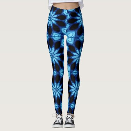 Wild turquoise starburst on black leggings