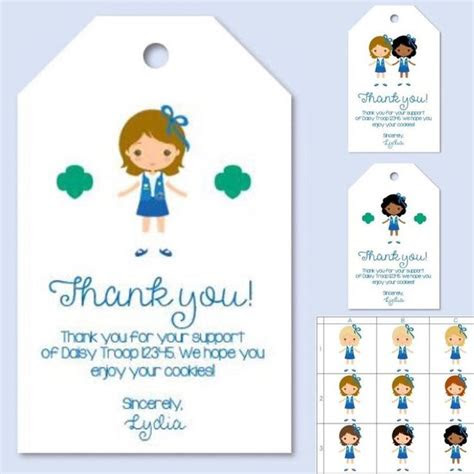  custom download girl scout cookie thank you note card tag etsy cute