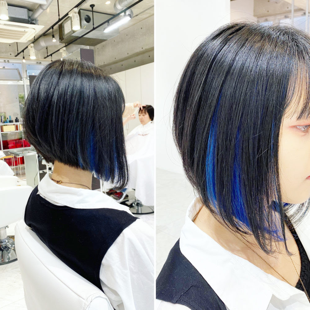インナーカラーと前下がりショートボブ 青山 吉祥寺でショートの得意な美容室 ヘアサロン Renjishi